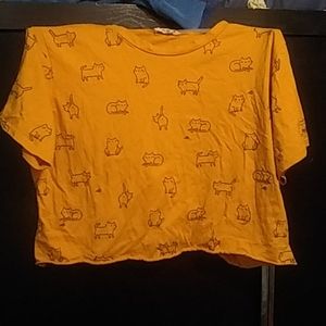 Yellow cat crop top